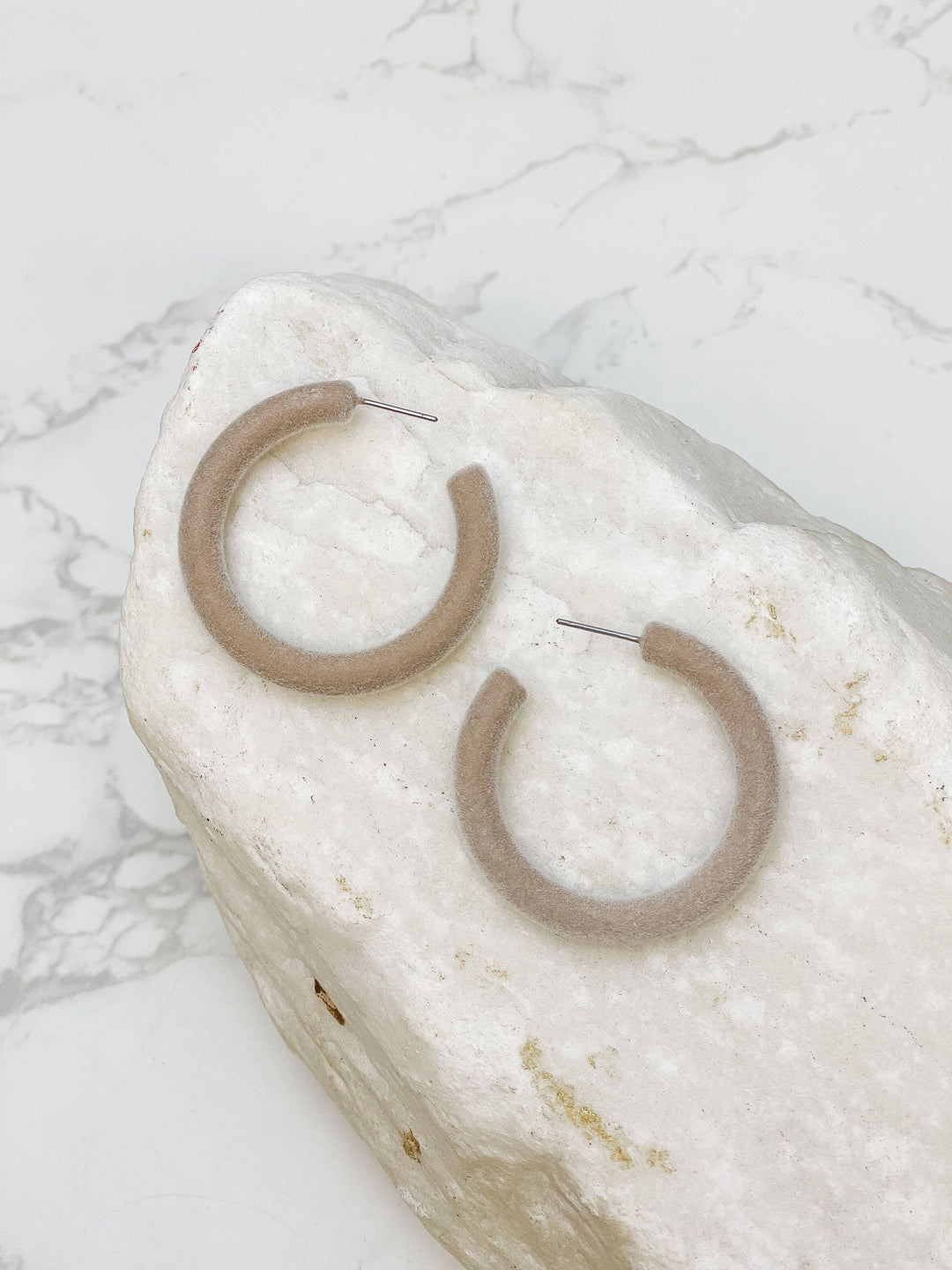 Velvet Hoop Earrings in Grey